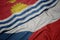 waving colorful flag of czech republic and national flag of Kiribati