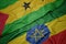 waving colorful flag of ethiopia and national flag of sao tome and principe