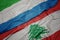 Waving colorful flag of lebanon and national flag of sierra leone