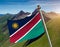 Waving Colorful Flag of Namibia.