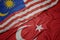 waving colorful flag of turkey and national flag of malaysia