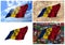 Waving colorful Romania flag collage