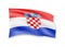 Waving Croatia flag on white. Flag in the wind