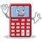 Waving cute calculator character cartoon