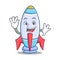 Waving cute rocket character cartoon