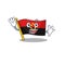 Waving cute smiley flag angola Scroll cartoon character design