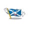 Waving cute smiley flag scotland Scroll cartoon character design