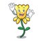 Waving daffodil flower character cartoon