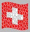 Waving Democracy Swiss Flag - Mosaic with Raised Up Decision Hands