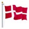 Waving Denmark Flag Isolated On A White Background. Vector Illustration.