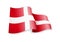 Waving Denmark flag on white background.