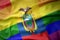 Waving ecuador rainbow gay pride flag banner