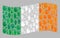 Waving Election Ireland Flag - Mosaic of Raised Up Referendum Hands