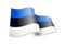 Waving Estonia flag on white background.