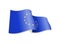 Waving European Union flag on white background.