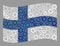Waving Factory Finland Flag - Mosaic with Cog Wheels