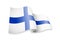 Waving Finland flag on white background.