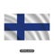 Waving Finland flag on a white background. Vector illustration