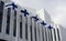 Waving Finnish flags against of The Finlandia Hall