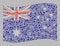 Waving Fireworks Australia Flag - Mosaic of Fireworks Stars