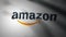 Waving flag with Amazon logo, close-up. Editorial loopable 3D animation