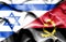 Waving flag of Angola and Israel