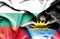 Waving flag of Antigua and Barbuda and Bulgaria