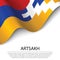 Waving flag of Artsakh on white background. Banner or ribbon te