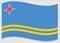 Waving flag of Aruba vector graphic. Waving Aruban flag illustration. Aruba country flag wavin in the wind is a symbol of freedom