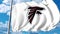 Waving flag with Atlanta Falcons professional team logo. 4K editorial clip