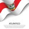 Waving flag of Atlantico is a region of Colombia on white backgr