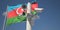 Waving flag of Azerbaijan and the security cameras. 3d rendering