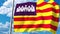 Waving flag of Balearic Islands, an autonomous community in Spain. 3D rendering