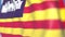 Waving flag of Balearic Islands, an autonomous community in Spain. Close-up, 3D rendering