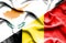 Waving flag of Belgium and Cyprus
