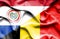 Waving flag of Belgium and  Paraguay