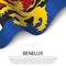 Waving flag of Benelux on white background. Banner or ribbon tem