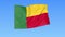 Waving flag of Benin, seamless loop. Exact size, blue background. Part of all countries set. 4K ProRes with alpha.