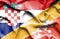 Waving flag of Bhutan and Croatia