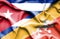 Waving flag of Bhutan and Cuba