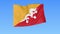 Waving flag of Bhutan, seamless loop. Exact size, blue background. Part of all countries set. 4K ProRes with alpha.