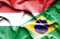 Waving flag of Brazil and Hungary