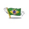 Waving flag brazil isolated with the cartoon