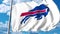 Waving flag with Buffalo Bills professional team logo. 4K editorial clip