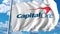 Waving flag with Capital One logo. Editoial 3D rendering