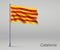 Waving flag of Catalonia - region of Spain on flagpole. Template for independence day poster design