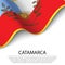 Waving flag of Catamarca is a region of Argentina on white backg