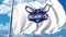 Waving flag with Charlotte Hornets professional team logo. Editorial 3D rendering
