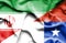 Waving flag of Chile and Iran