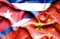 Waving flag of China and Cuba